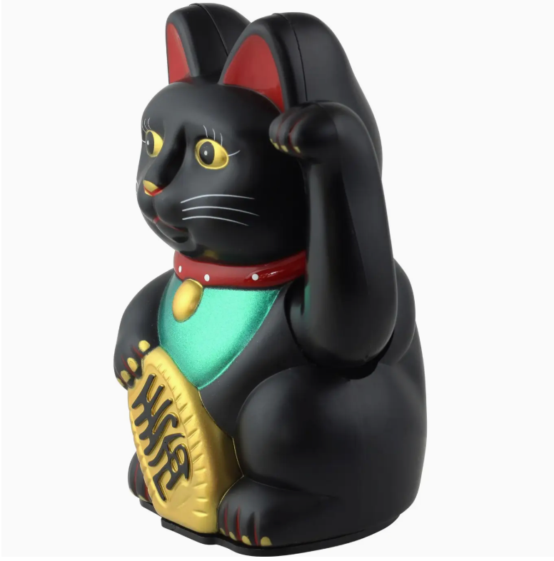Lucky Black Cat Maneki-Neko Statue