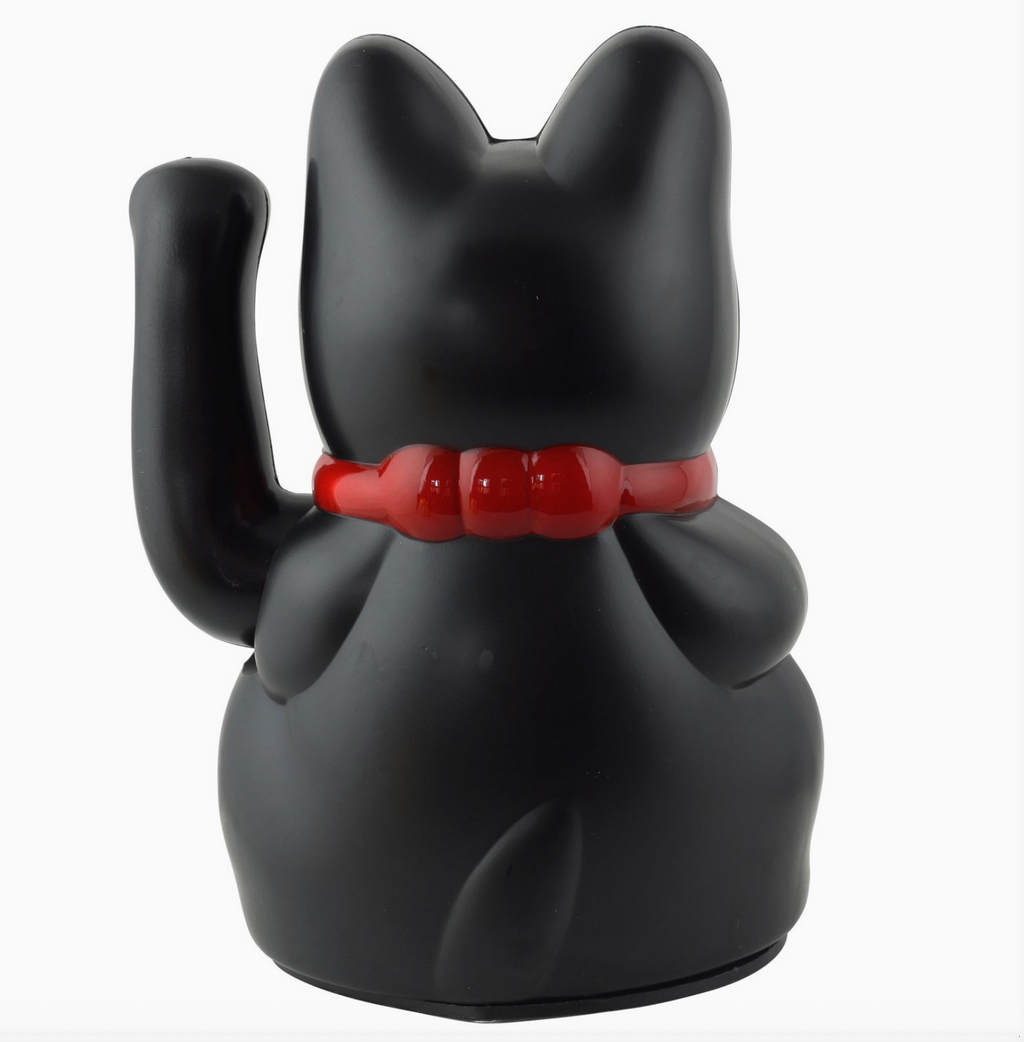 Lucky Black Cat Maneki-Neko Statue