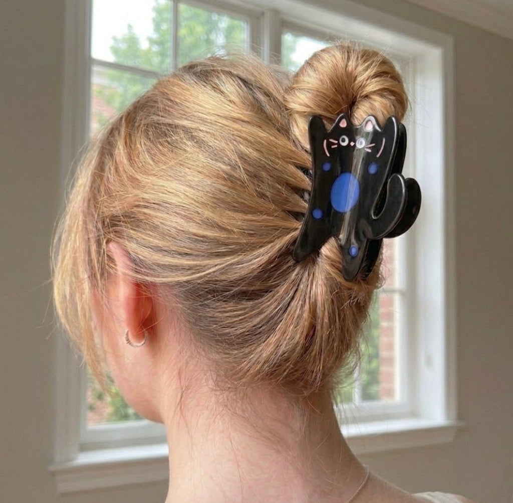 Black Cat Hair Claw Clip